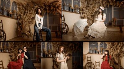 作品例（夜撮影）【アートポートレート】 巨大オブジェを活かした独創的な作品制作 - エフスペ代官山｜代官山・恵比寿の自然光スタジオ 代官山・恵比寿の自然光スタジオ｜エフスペ代官山｜砂浜＆漆喰壁の室内の写真