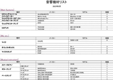 機材一覧 - ArtGarage C-Lump&UPの設備の写真